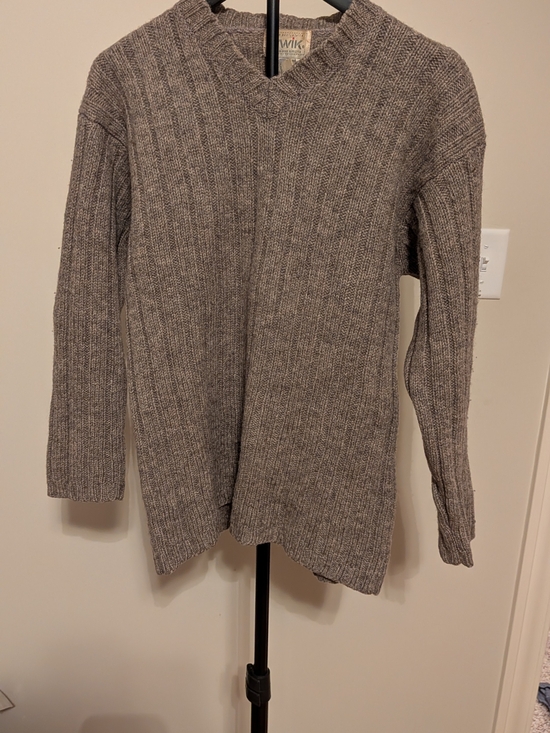 twik Sweaters - Vintage twik Heathered Taupe Ribbed Wool Sweater